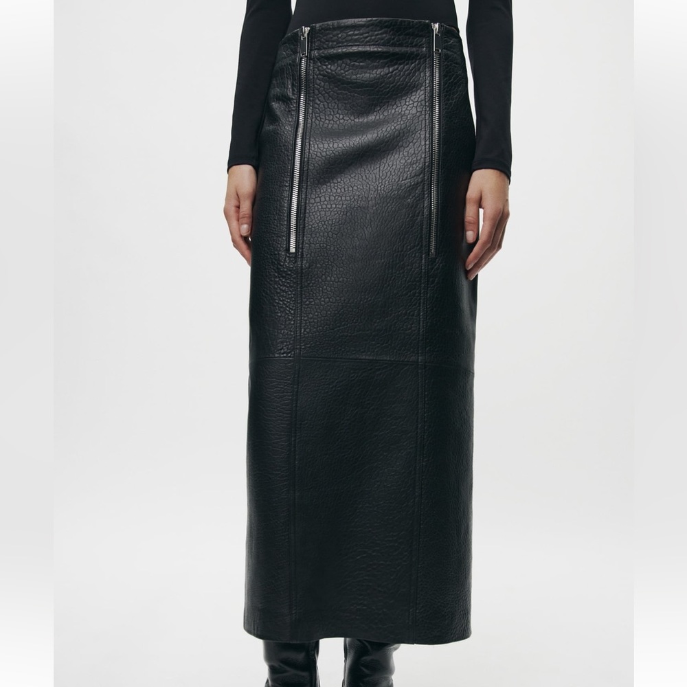 Zippered leather skirt zara zw collection